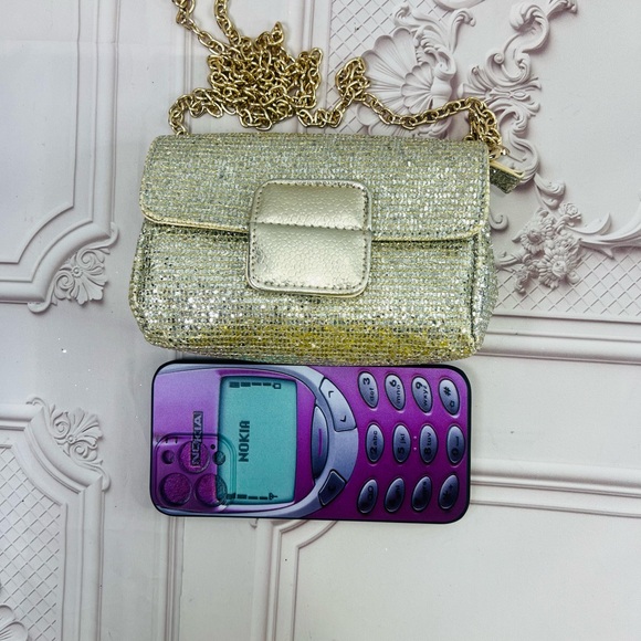 New Without Tages Sparkly Gold Mesh Purse Handbag Crossbody Chain Strap. - Picture 10 of 10